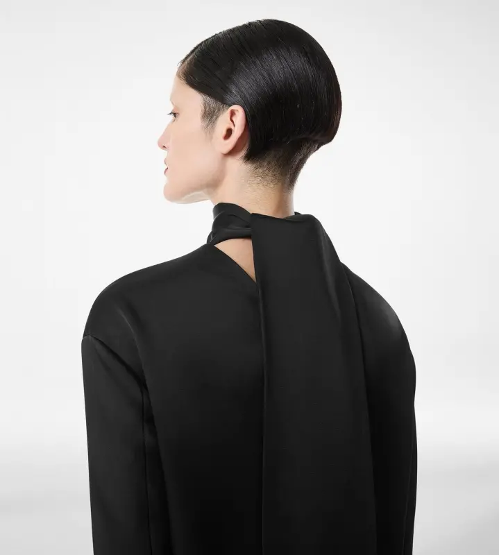 SHINY CREPE MOCK NECK COCKTAIL DRESS online